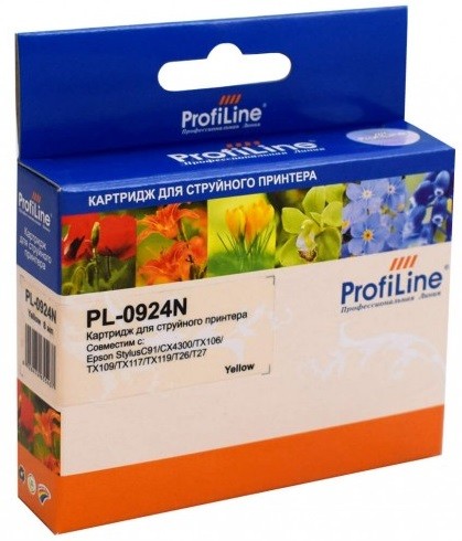 Картридж ProfiLine PL-0924N-Y для принтеров Epson StylusC91/ CX4300/ TX106/ TX109/ TX117/ TX119/ T26/ T27, Yellow, водные чернила