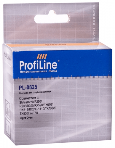 Картридж ProfiLine PL-0825-LC для принтеров Epson StylusR270/ R290/ R295/ R390/ RX590/ RX610/ RX615/ RX690/ 1410/ TX700W/ TX800FW/ T50, с водными чернилами Light Cyan