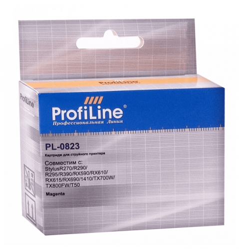 Картридж ProfiLine PL-0823-M для принтеров Epson StylusR270/ R290/ R295/ R390/ RX590/ RX610/ RX615/ RX690/ 1410/ TX700W/ TX800FW/ T50, с водными чернилами Magenta