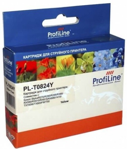 Картридж ProfiLine PL-0824-Y для принтеров Epson StylusR270/ R290/ R295/ R390/ RX590/ RX610/ RX615/ RX690/ 1410/ TX700W/ TX800FW/ T50, с водными чернилами Yellow
