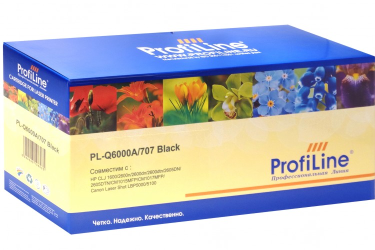 Картридж ProfiLine Q6000A/ 707 (PL-Q6000A/ 707) для принтеров HP Color LaserJet 1600/ 2600n/ 2600dn/ 2600dtn/ 2605DN/ 2605DTN/ CM1015MFP/ CM1017MFP Canon Laser Shot LBP5000/ 5100 черный 2500 страниц