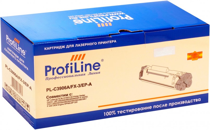 Картридж ProfiLine C3906A (PL-C3906A) для принтеров HP LaserJet 5L/ 5L FS/ 5ML/ 6L/ 6L GOLD/ 6L PRO/ 6LSE/ 6LXI/ 3100/ Canon LBP 440/ 445/ 460/ 465/ 660/ EP-A 2500 страниц