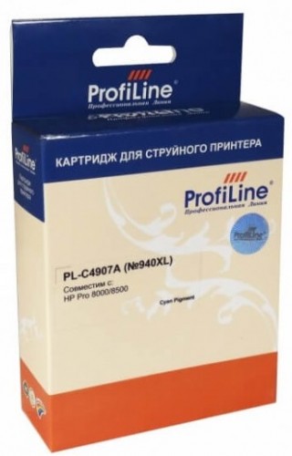 Картридж ProfiLine PL-C4907A №940XL для принтеров HP Officejet Pro 8000/ 8500, пигмент Cyan