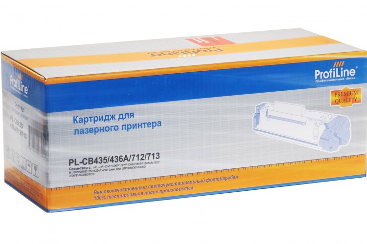 Картридж ProfiLine CB435/ 436/ CE285A/ 712/ 7 (PL-CB435/ 436/ CE285A/ 712/ 7) для принтеров HP P1005/ P1006/ P1007/ P1008/ P1505/ P1505N/ M1120/ M1120N/ M1522N/ M1522NF/ P1100/ P1102/ P1102W/ M1130/ M1132/ 1210/ M1212nf/ M1212nfw/ M1217MF/ Canon LBP-3010/