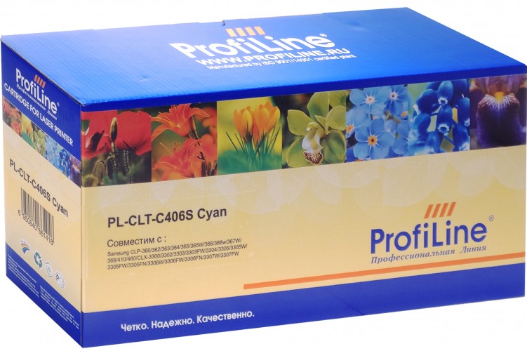 Картридж ProfiLine CLT-C406S (PL-CLT-C406S) для принтеров Samsung CLP-360/ 362/ 363/ 364/ 365/ 365W/ 366/ 366w/ 367W/ 368/ 410/ 460/ CLX-3300/ 3302/ 3303/ 3303FW/ 3304/ 3305/ 3305W/ 3305FW/ 3305FN/ 3306W/ 3306FW/ 3306FN/ 3307W/ 3307FW 1000 страниц голубой